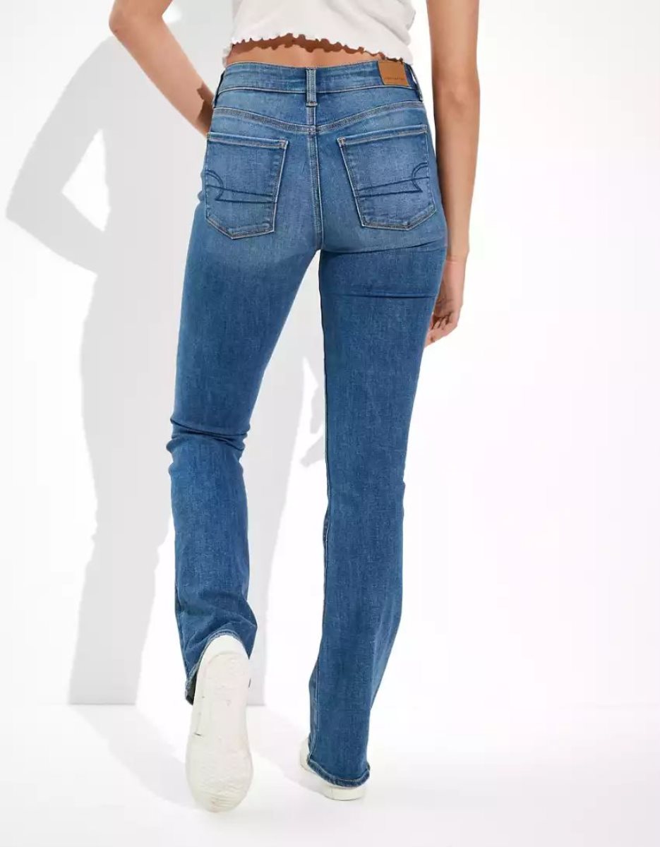 Jean American Eagle AE Ne(x)t Level High-Waisted Mince Kick Bleu Femme | WNV-05858520